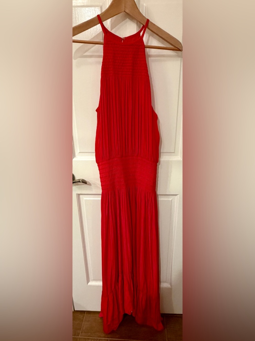 Ramy Brook bianca asymetric blouson maxi dress red size large